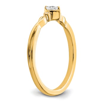 14K Yellow Gold Petite Beaded Edge Marquise Diamond Ring 0.09ctw