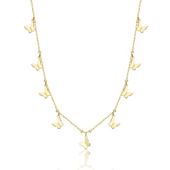 Butterfly Charm Necklace In 14K Gold Over Brass