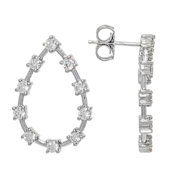 Graceful Lab-Grown Diamond Drop Earrings 1.60ctw In Sterling Silver
