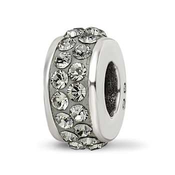 Sterling Silver Reflections Silver/Grey Double Row Preciosa Crystal Bead