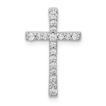 Rhodium Over 14k White Gold Diamond Latin Cross Chain Slide Pendant