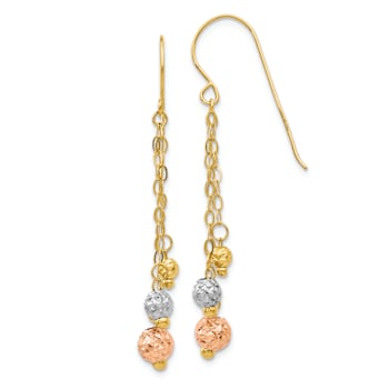 14k Yellow Gold, 14k White Gold and 14k Rose Gold Diamond-Cut Beads
Dangle Earrings
