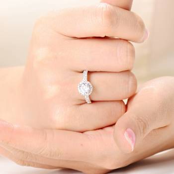 CZ Halo Engagement-Style Ring In Sterling Silver