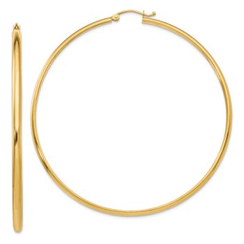 14k Yellow Gold Polished 2 9/16" Hoop Earrings