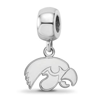 Sterling Silver Rhodium-plated LogoArt University of Iowa XS Dangle Bead
