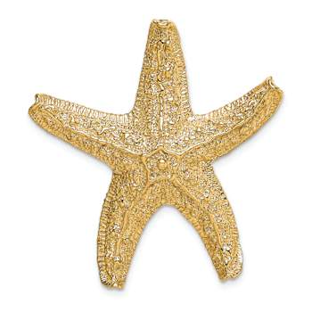 14k Yellow Gold Textured Starfish Slide Pendant