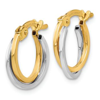 14k Yellow Gold and 14k White Gold Polished 9/16" Hoop Earrings