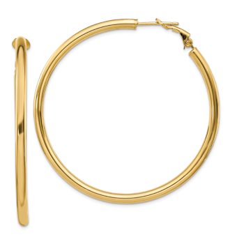 14k Yellow Gold 2 1/16" Polished Round Hoop Earrings
