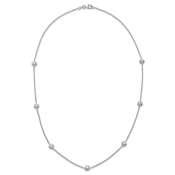 Rhodium Over 18K White Gold Diamond Stations 18 Inch Necklace