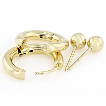 Huggie And Ball Stud Earring Stacking Set