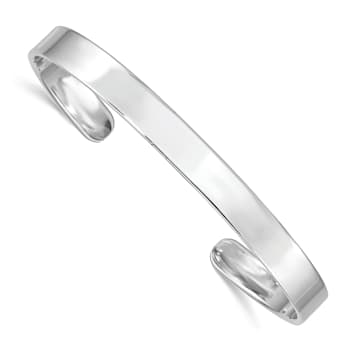 Rhodium Over Sterling Silver Polished 6mm Children's Cuff Bangle