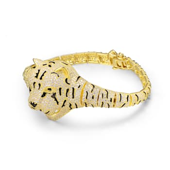 Clear Cubic Zirconia, 14k Yellow Gold Plated over Sterling Silver
Leopard Bangle Bracelet