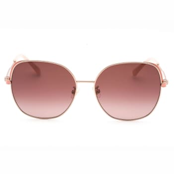 Kate Spade Yara Red Gold Square Frame / Pink Lenses Sunglasses