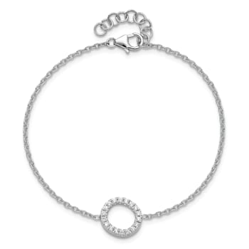 Rhodium Over 14k White Gold Diamond Sideways Letter O Bracelet