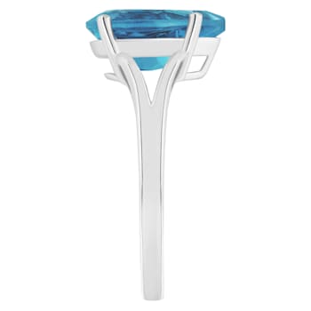12x8mm Pear Shape London Blue Topaz Rhodium Over Sterling Silver Ring