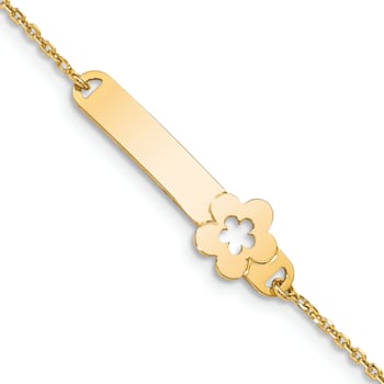 14k Yellow Gold Children's Polished Flower ID Bracelet