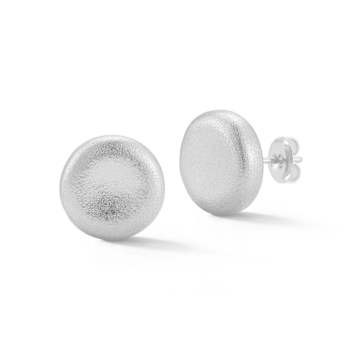 Sterling Statements Rhodium Over Sterling Silver Satin Button Studs