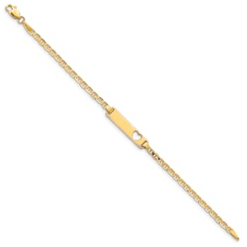 14k Yellow Gold Cut-out Heart Mariner Link ID Bracelet