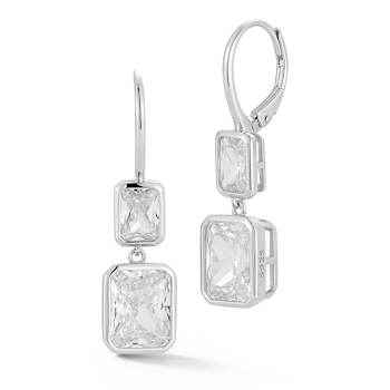 Rachel Zoe Graduated Radiant-Cut CZ Dangle Earrings in Rhodium Over
Sterling Silver