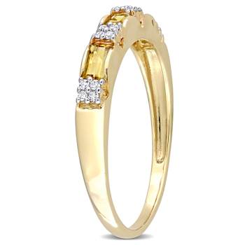 Citrine and Diamond 10K Yellow Gold Eternity Ring 0.43ctw