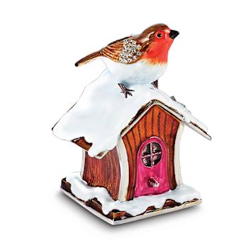 BERTIE Robin on Bird House Trinket Box