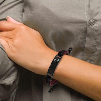 Black and Red Nylon and Stainless Steel Polished Black IP-plated Nylon
Medical ID Bracelet