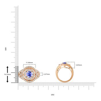 14K Rose Gold Tanzanite and Diamond Ring 0.74 ctw