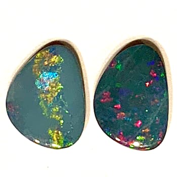 Opal on Ironstone Free-Form Doublet Set of 2 2.00ctw