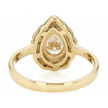 Diamond Simulant Pear And White Zircon Ring In 18K Gold Over Sterling
Silver 1.64ctw