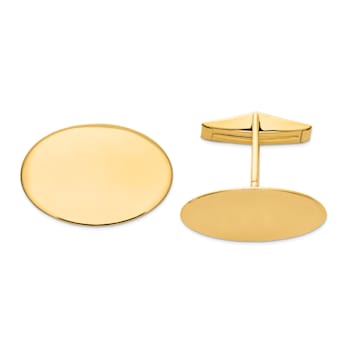 14K Yellow Gold Men's Oval Cuff Links