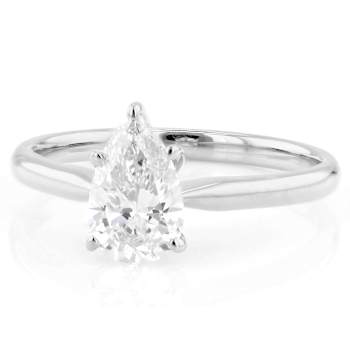 Lab-Grown Diamond Pear Shape Solitaire Ring In 14K White Gold 1.10ct