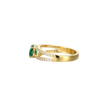 Green And White Cubic Zirconia 18K Gold Over Sterling Silver Ring 2.27ctw