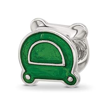 Sterling Silver Enamel Frog with Crystal Bead