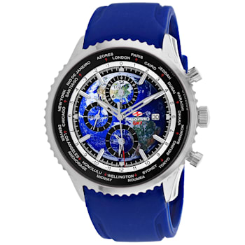 Seapro Men's Meridian World Timer GMT Blue Dial, Black Bezel, Blue
Rubber Strap Watch