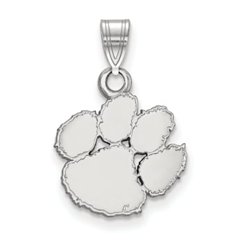 Rhodium Over Sterling Silver LogoArt Clemson University Small Pendant