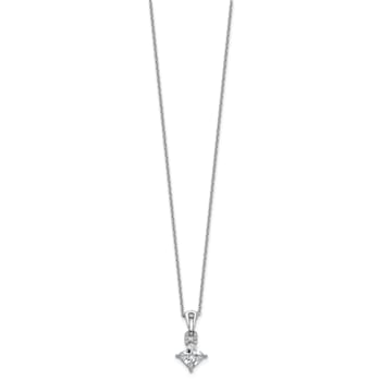 Rhodium Over Sterling Silver Polished Fancy Cubic Zirconia Link With 2
Inch Extension Necklace