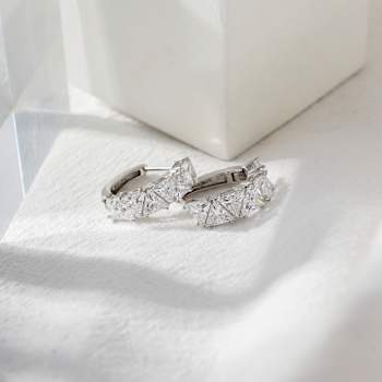 White Cubic Zirconia Platinum Over Sterling Silver Hoops 7.00ctw