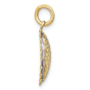 14K Two-tone Gold  Diamond-Cut Sunflower Pendant