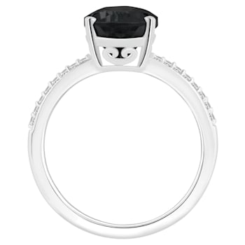 12x8mm Pear Shape Black Onyx and 1/10 ctw Diamond Rhodium Over Sterling
Silver Ring