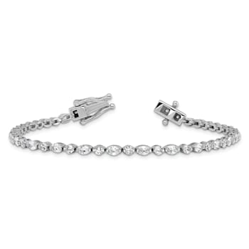 Rhodium Over Sterling Silver Polished Round and Oval Cubic Zirconia
Tennis Bracelet