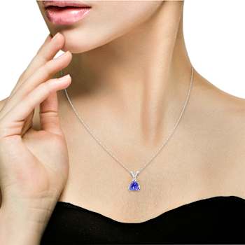 14K White Gold Trillion Tanzanite Pendant 1.00ctw
