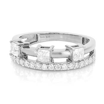 Moissanite Multi-Row Band Ring In Platinum-Enhanced Sterling Silver
0.86ctw Diamond Equivalent Weight
