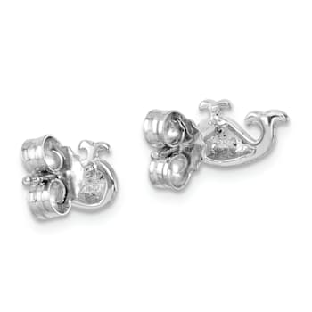 Rhodium Over Sterling Silver Polished Whale Post Earrings