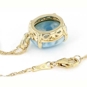 Oval Larimar Solitaire Pendant In 10K Gold