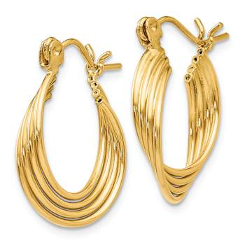 14k Yellow Gold 13/16" Polished Circles Hoop Earrings