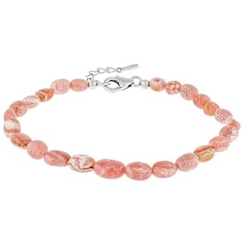 Rhodochrosite Beaded Sterling Silver Bracelet 4x5-5x7mm