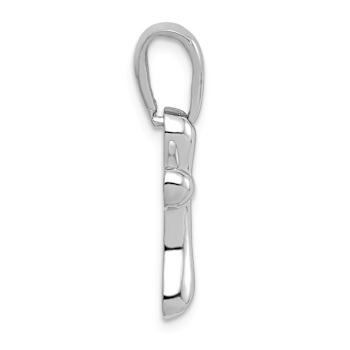 Rhodium over 14k White Gold Small Freeform Cross Pendant