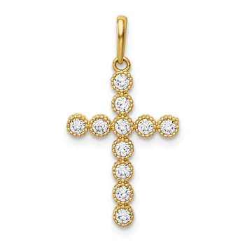 14k Yellow Gold Cubic Zirconia Cross Pendant