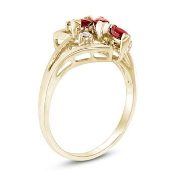 0.41ctw Diamond and Ruby Marquise Ring in 14k Yellow Gold