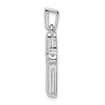 Rhodium Over 14k White Gold Diamond Latin Cross Pendant